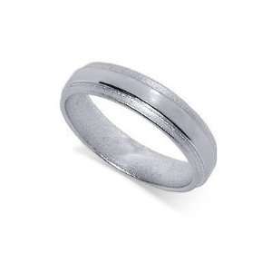   5mm Band with Satin Finished Rhodium Plated Modern Style Ring Size 9