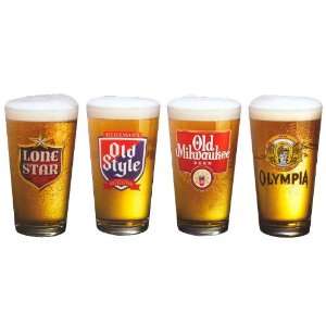 Luminarc Brewery Classic 4 Piece Assorted Beer Label Pub Glasses, 16 