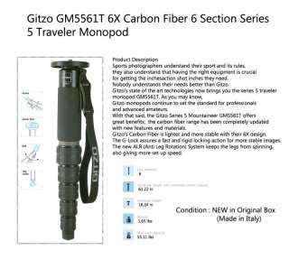 Gitzo GM5561T SER.5 6X TRAVELLER MON. 6 SEC Monopod NEW  
