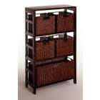 Winsome Wood 6PC Espresso Finish Wood Shelf with Storage Baskets