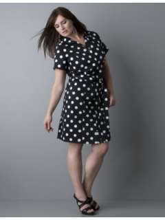 LANE BRYANT   Button front polka dot shirt dress  
