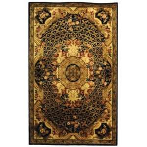   Black and Gold Wool Area Rug, 6 Feet by 9 Feet