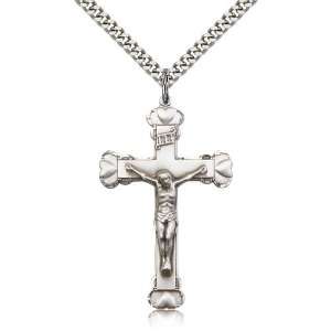  .925 Sterling Silver Large Mens Crucifix Medal Pendant 1 3 