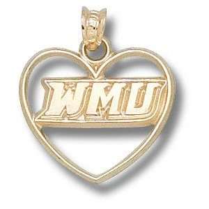  Western Michigan Broncos Solid 10K Gold WMU Heart 