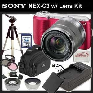  Sony Alpha NEX C3 Digital Camera (Pink) with Sony E Mount 