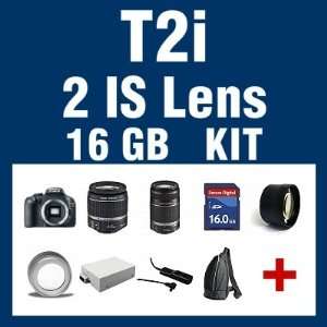  Canon EOS Rebel T2i DSLR with 2 IS Lenses EF S 18 55mm f 