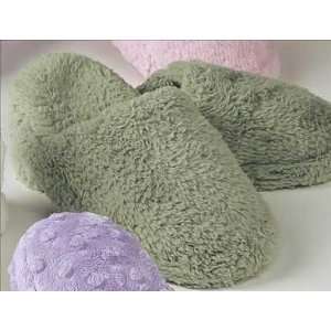  M/L Green Plush Slippers Heated by Sonoma Lavender Health 