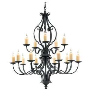  Murray Feiss   2 Tier 15 Light Chandelier   Antique Forged 