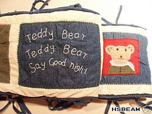   Kids Teddy Bear Baby Crib Nursery Bed Bumper Quilted Bedroom  