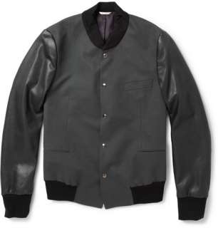 Paul Smith Stretch Cotton Twill and Leather Varsity Jacket  MR PORTER