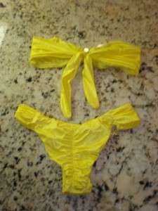 Beach Bunny Swimwear Yellow Show And Tell Rhinestone Strapless Bikini 
