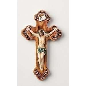  Pack of 4 Religious Wood Grain Budded Wall Crucifixes 10 