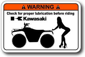 Check Lube Kawasaki ATV Warning Sticker Brute Force 4x4  