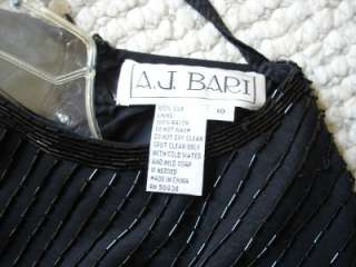 BARI SILK BLACK BEADED COCKTAIL DRESS SIZE 10  