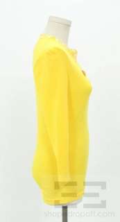 Tory Burch Yellow Ribbed Patterned Trim Tunic Top Size M NEW  