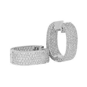  Diamond Earrings   Pave Diamond Hoop Earrings in 18k White 