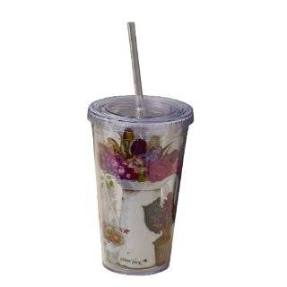 Cypress Home 17 Ounce Insulated Cup With Lid and Straw, Jardin Du 