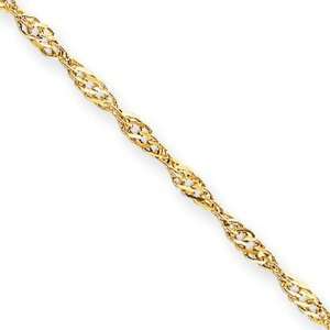  14k Gold 3mm Singapore Anklet, 10 inch Jewelry