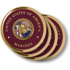  Marine Operation Iraqi Freedom Brass 4 Coaster Set 
