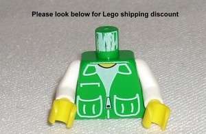 Legos 6563/6552 Town Minifig Torso Green Patch Pockets  