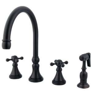   Deck Mount Kitchen Faucet with Brass Sprayer, Oil Rubbed Bronze Home