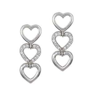   Heart Cubic Zirconia Sterling Silver Earrings Willow Company Jewelry
