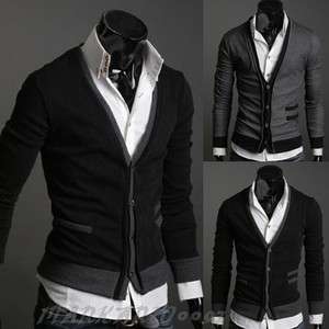 NWT Men Premium Stylish V NECK Cardigan Sweater H179 2color 3Size 