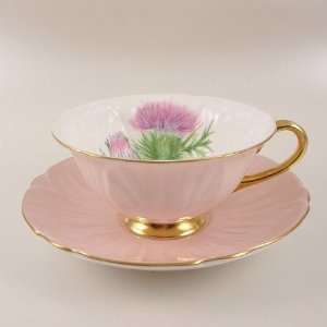 Shelley China THISTLE Pink Oleander Tea Cup & Saucer Set  