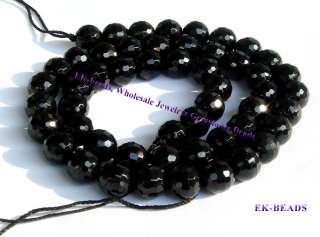 Wholesale Natural Black Tourmaline Round Loose Beads 8mm Gemstones 