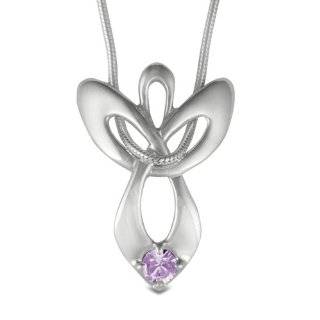 Sterling Silver 5/8 Alexandrite June Birthstone Angel Wing Necklace 