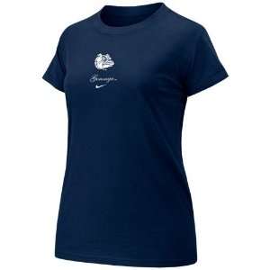  Nike Gonzaga Bulldogs Ladies Navy Blue Wordmark Logo Crew 