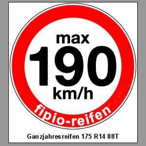 Ganzjahresreifen 175 R14 88T max 190 km/h Aufkleber  