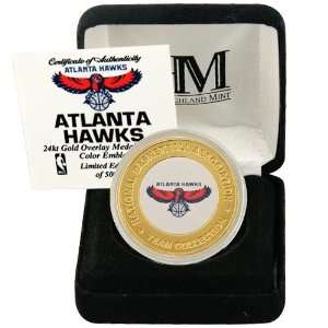  Atlanta Hawks 24KT Gold and Color Team Mint Coin 