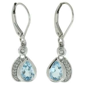  1.95ct Pear Shaped Aquamarine Dangle Earrings with Diamond 
