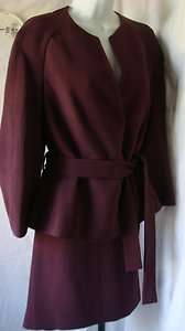 Akris Punto Burgundy 2 Pc Jacket Skirt Set 10 12 42  