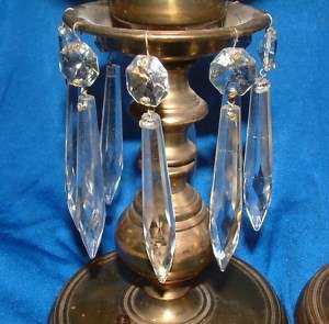 Vintage Table Lamps. Glass Drops, Glass Shade. Brass  