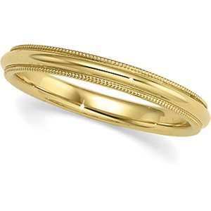   03.00 Mm Comfort Fit Milgrain Band In 14K Yellowgold Size 4.5 Jewelry