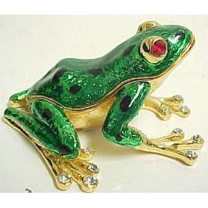  Awesome Tree Frog Jewelled Trinket Box Jewelry Crystal 