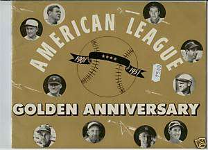 1951 MLB AMERICAN LEAGUE GOLDEN ANNIVERSARY PROGRAM  