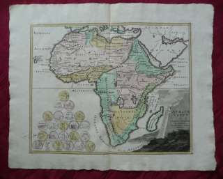 KONTINENT AFRIKA AFRICA MADAGASKAR ALTKOLORIERTE KUPFERSTICH KARTE 