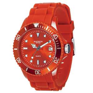 Rote Madison NY Armbanduhr Uhr Watch Silicon Candy  