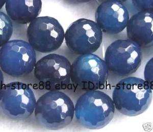 10mm Blue Agate Round Faceted Gemstone Beads 15  