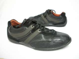 MINT ~~ HUGO BOSS Black Gray Leather Sneaker Sport Oxford 40 7  