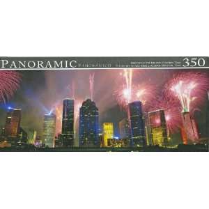  Panoramic 350 Piece Puzzle   Fireworks Over The City 
