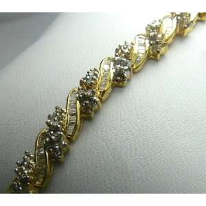   20tcw Elegant Yellow Gold & Diamond Tennis Bracelet 