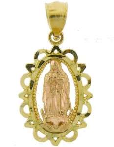 10K YELLOW GOLD MOTHER MARY JESUS CHARM GIFT PENDANT  