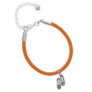 Ballet Slippers   Silver Charm on an Orange Malibu Charm Bracelet