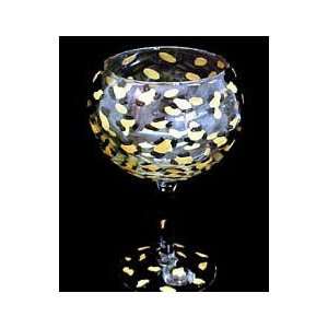  Gold Leopard Design   Hand Painted   Goblet   12.5 oz 