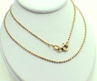 Real 14k Yellow Gold Fancy Beaded Style Chain Necklace 20.5 long 