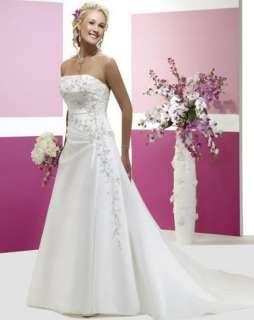 New White Satin Wedding Dress Stock Size 6 8 10 12 14 16  